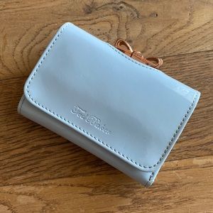 Ted Baker Powder Blue Patent Wallet with Beige Interior